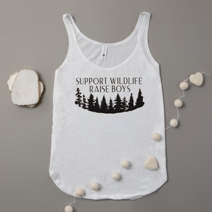"Support Wildlife, Raise Boys" Mom of Boys Woman's Tank Top