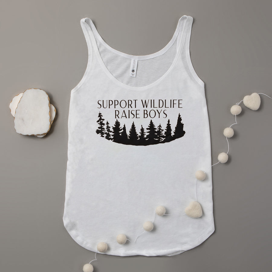 "Support Wildlife, Raise Boys" Mom of Boys Woman's Tank Top
