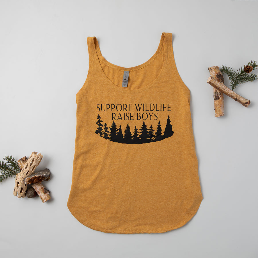 "Support Wildlife, Raise Boys" Mom of Boys Woman's Tank Top