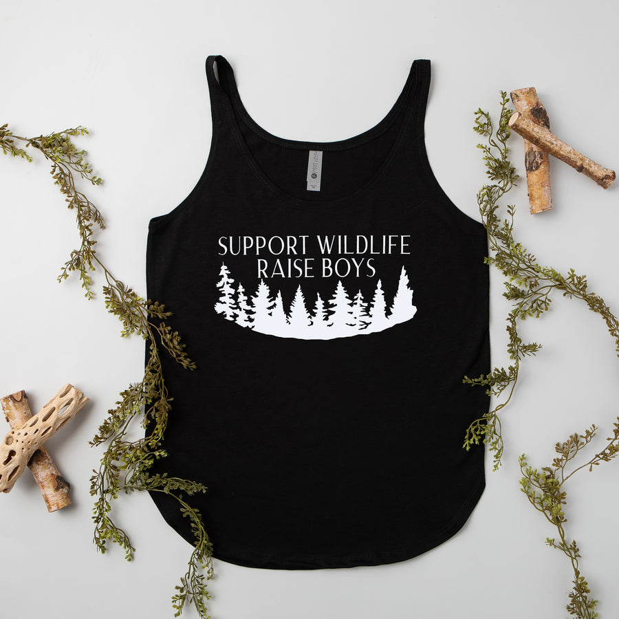 "Support Wildlife, Raise Boys" Mom of Boys Woman's Tank Top