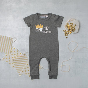 "Mr. Onederful" Slim Fit First Birthday Romper 12 mo-VIP