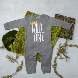 Black Long Sleeve Wild One First Birthday Romper