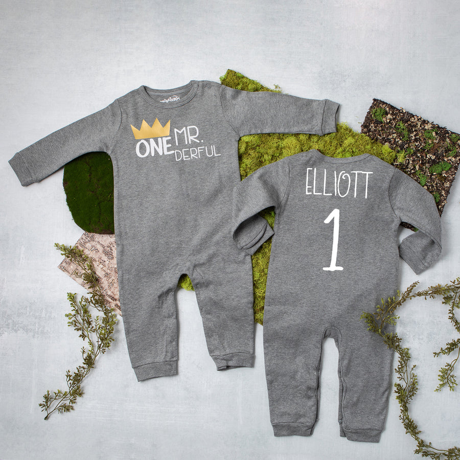 Long Sleeve Mr. Onederful First Birthday Romper