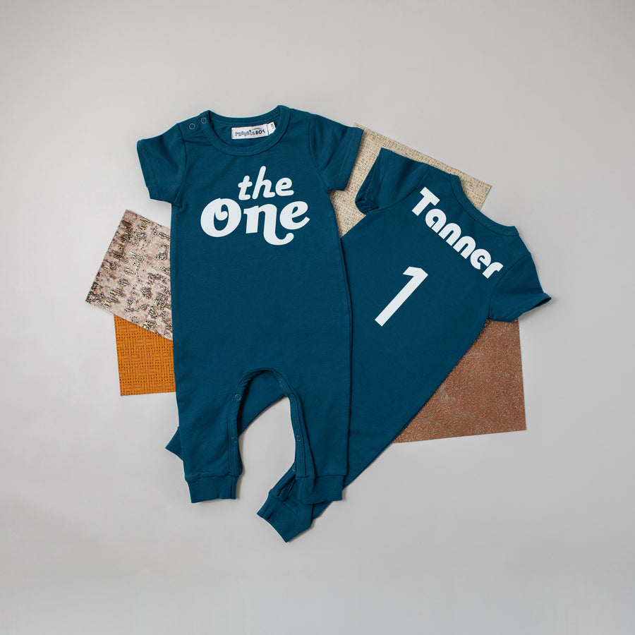 White "The One" Retro Slim Fit 1st Birthday Romper