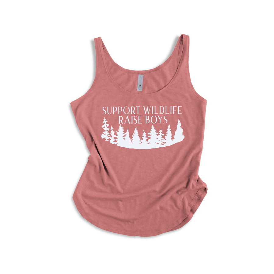 "Support Wildlife, Raise Boys" Mom of Boys Woman's Tank Top