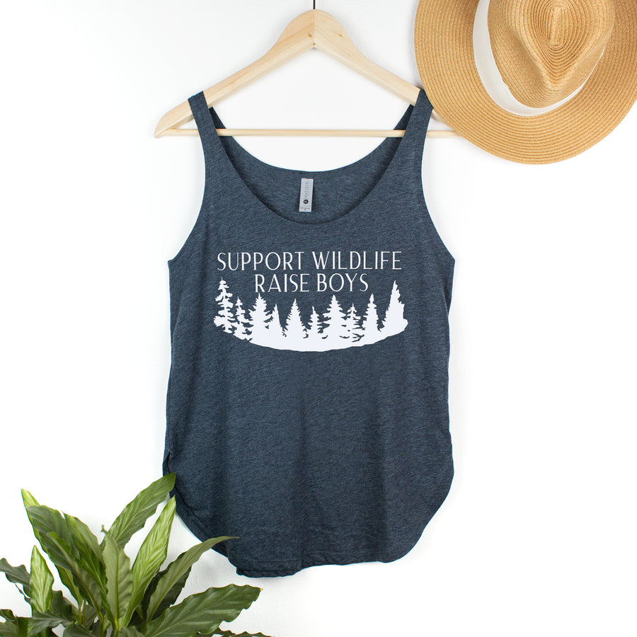 "Support Wildlife, Raise Boys" Mom of Boys Woman's Tank Top