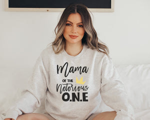 "Mama, Dad of the Notorious One"  Hip Hop Themed Custom Parent Sweatshirt