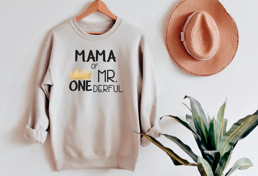 "Mom, Dad of Mr. Onederful" 1st Birthday Custom Parent Sweatshirt
