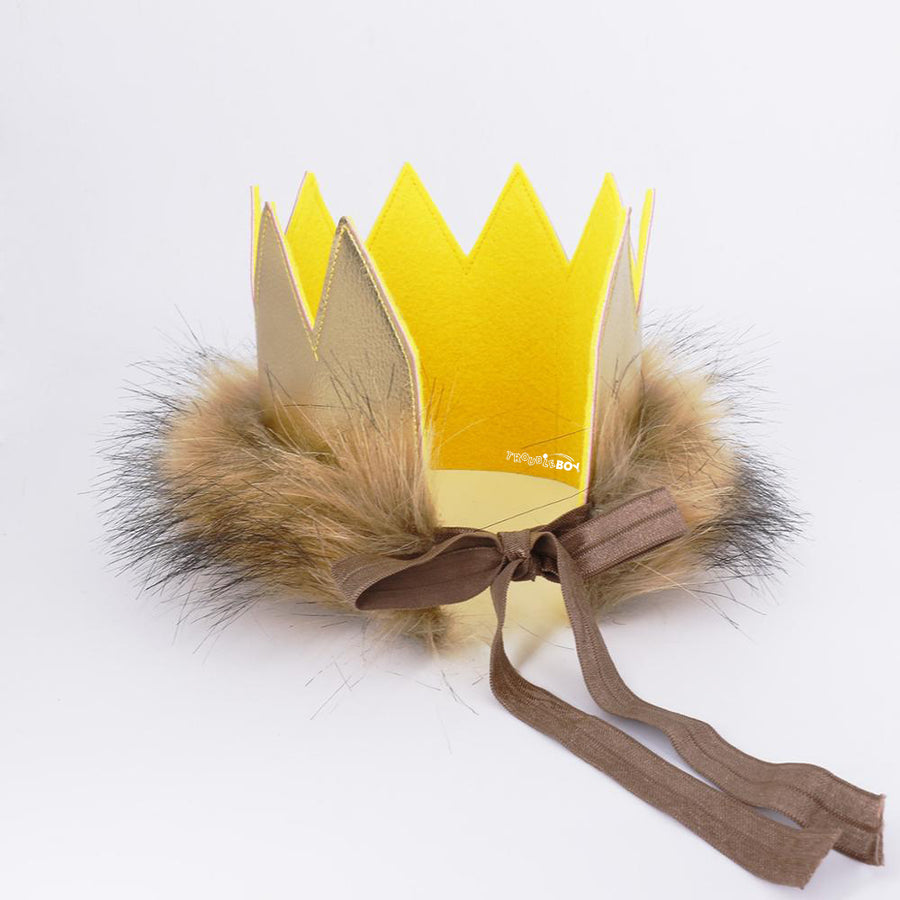 Wild One Gold Crown and Tail with Faux Fur