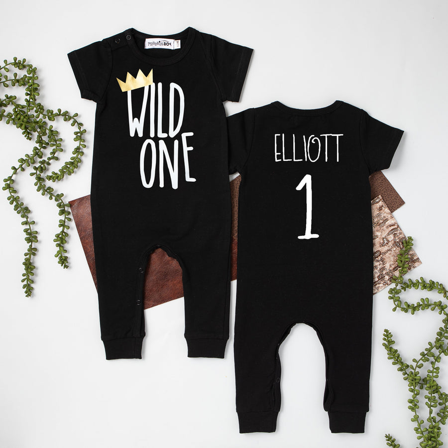 "Wild One" Slim Fit First Birthday Romper