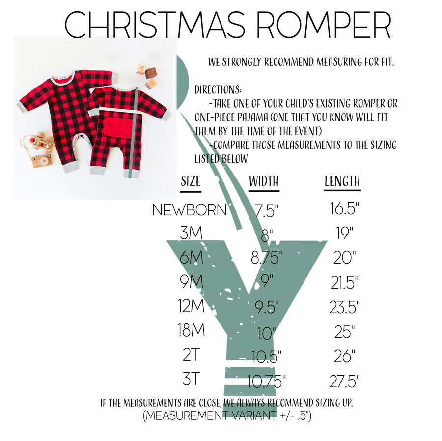 1st Christmas Personalized Red and Black Buffalo Print Romper