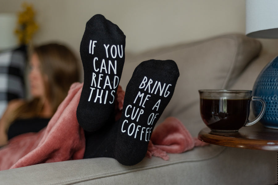 "If You Can Read This...Bring Me a Cup of Coffee" Coffee Gift Socks