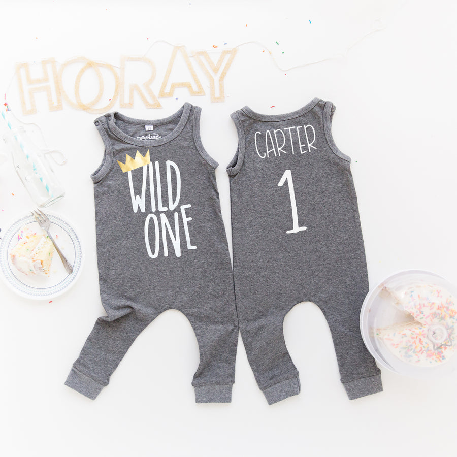 "Wild One" Slim Fit First Birthday Romper