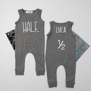 "Half" Slim Fit Sleeveless 1/2 Birthday Romper
