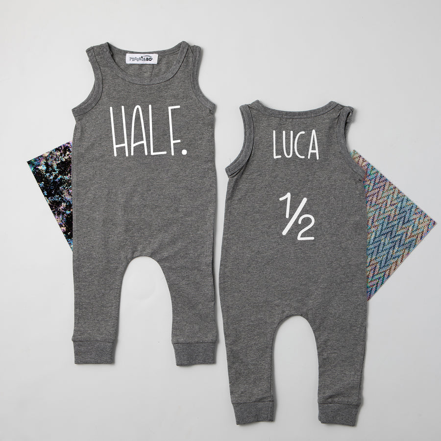 "Half" Slim Fit Sleeveless 1/2 Birthday Romper