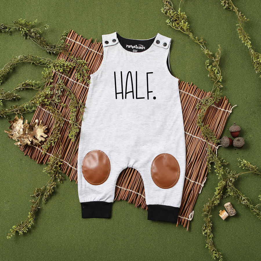 "Half" 1/2 Birthday Romper with Knee Patches