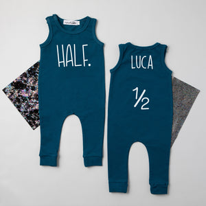"Half" Slim Fit Sleeveless 1/2 Birthday Romper