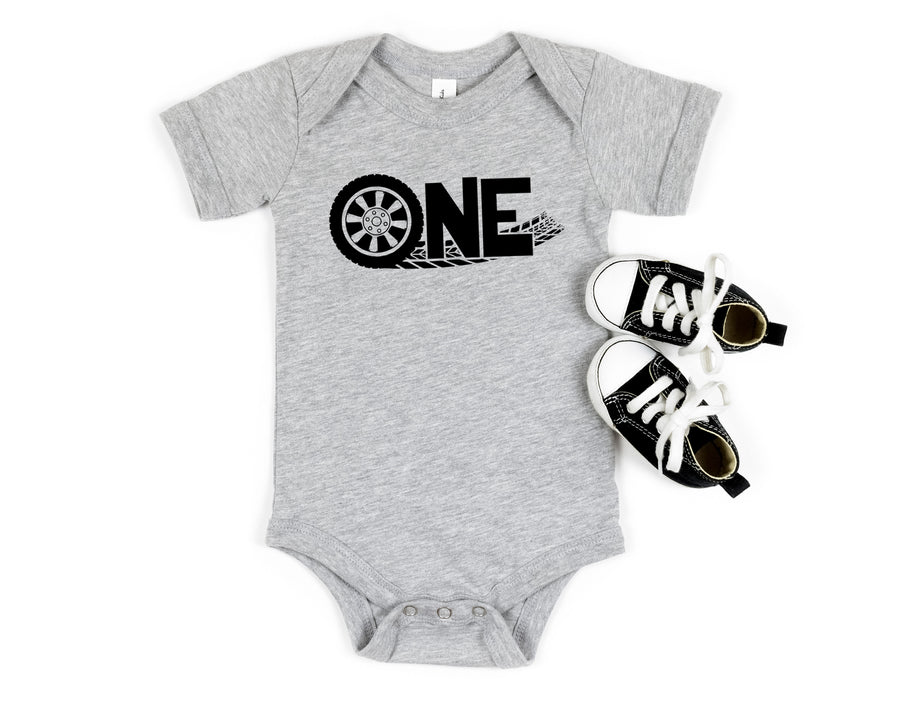 "One" Racecar Themed First Birthday T-shirt/Bodysuit