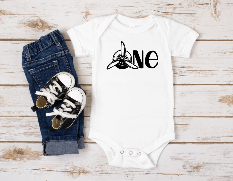 "One" Airplane Themed 1st Birthday T-shirt/Bodysuit