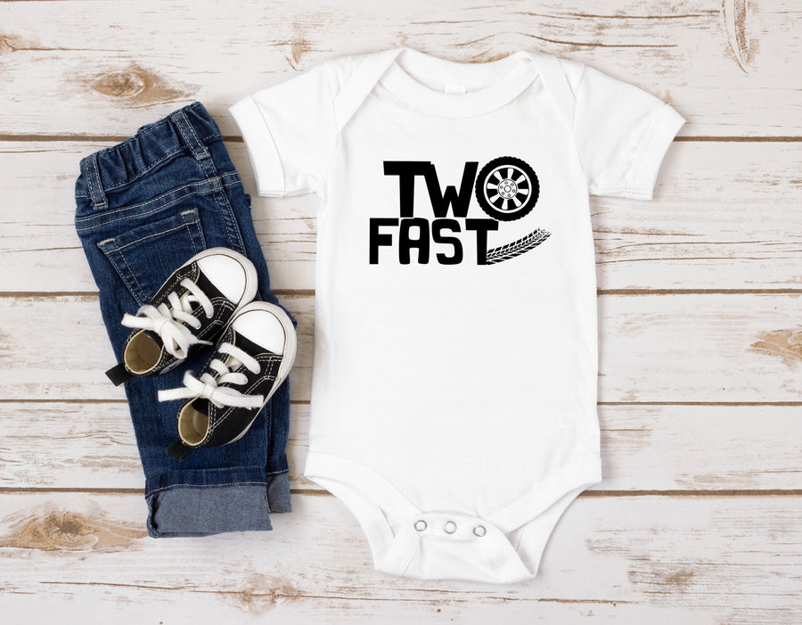 "Two Fast" Racecar Themed 2nd Birthday T-shirt/Bodysuit