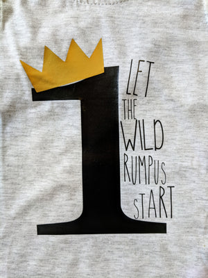"Wild Rumpus" First Birthday Romper with Knee Patch