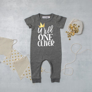 New "Wild One" Slim Fit 1st Birthday Romper