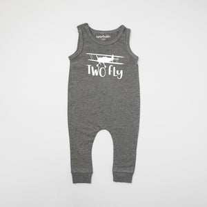 "Two Fly" Airplane Slim Fit First Birthday Romper