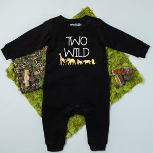"Two Wild" Jungle Themed Long Sleeve Romper