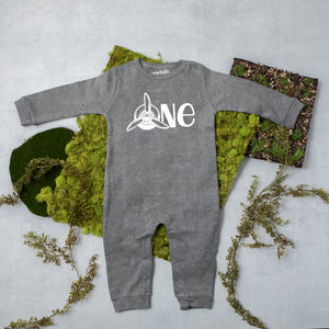 "One" Airplane Personalized 1st Birthday Long Sleeve Romper