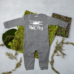 "Two Fly" Airplane Themed Long Sleeve Romper