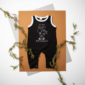 "It's My Beary First Birthday" Teddy Bear Ringed Romper