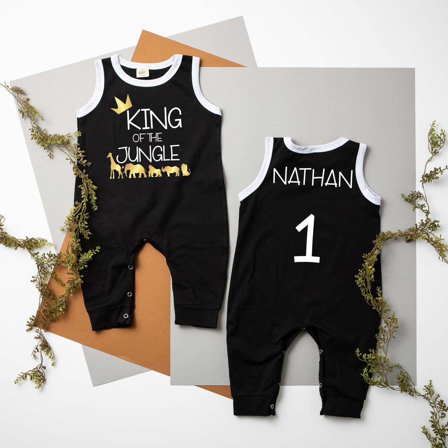 "King of the Jungle" Themed 1st Birthday Ringed Romper