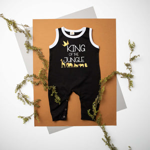 "King of the Jungle" Themed 1st Birthday Ringed Romper