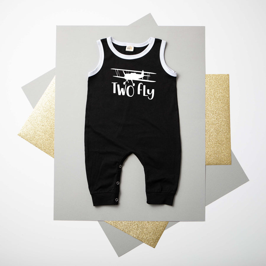 "Two Fly" Airplane Themed Ringed Romper
