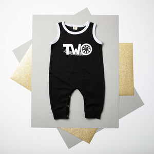 "Two" Racecar Themed Ringed Romper