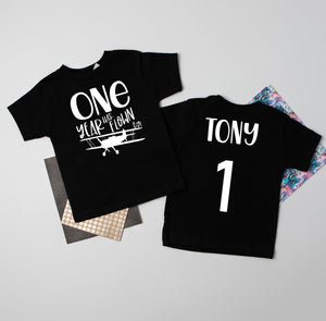 "One Year Has Flown By" Airplane Personalized 1st Birthday T-shirt/Bodysuit