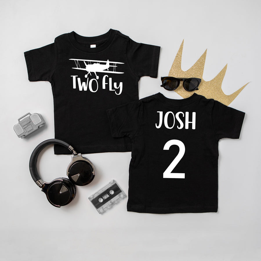 "Two Fly" Airplane Themed 2nd Birthday Personalized T-shirt/Bodysuit