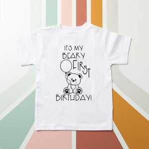 "It's My Beary First Birthday" Teddy Bear Themed Personalized Birthday T-shirt/Bodysuit