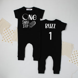 Aegean Blue "One Small Step" Slim Fit Space Themed 1st Birthday Romper