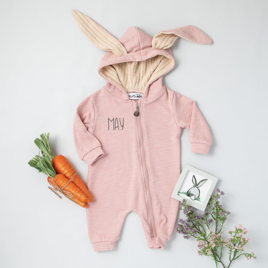 Pink Personalized Embroidered Easter Romper with Bunny Ears