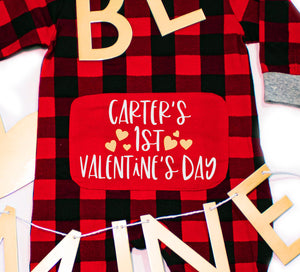 Buffalo Plaid Personalized 1st Valentine's Day Romper