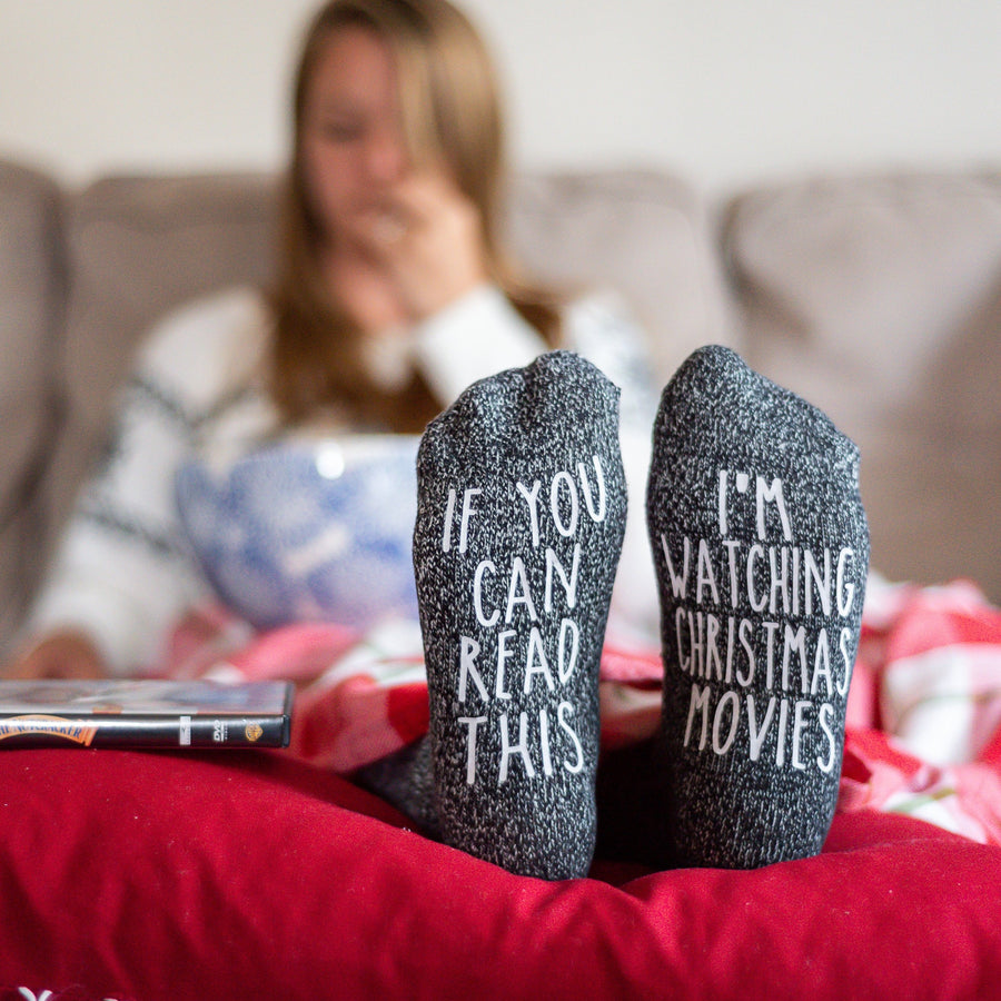 "If You Can Read This...I'm Watching Christmas Movies" Women's Novelty Socks