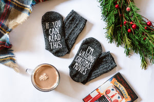 "If You Can Read This...I'm Watching Christmas Movies" Women's Novelty Socks