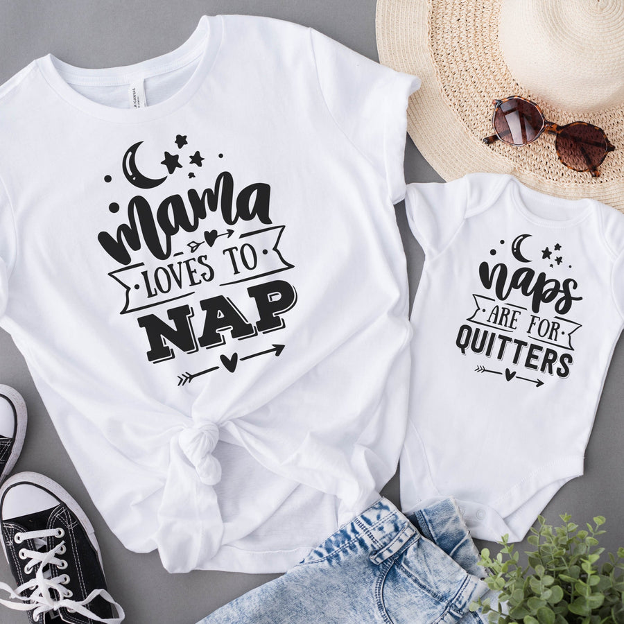 "Mama Loves To Nap & Naps Are For Quitters" Mommy & Me Tees