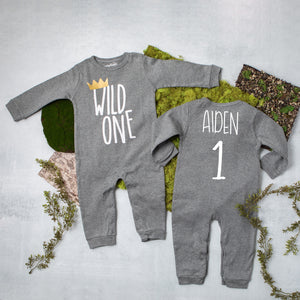 Black Long Sleeve Wild One First Birthday Romper