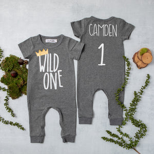 "Wild One" Slim Fit First Birthday Romper