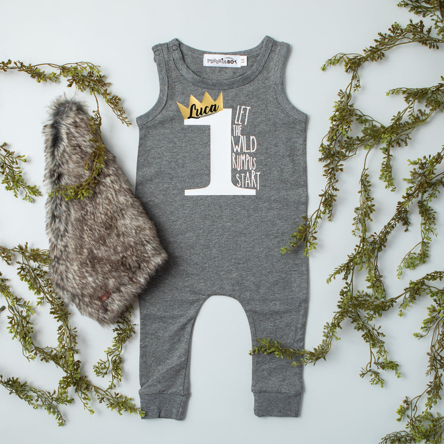 "Wild Rumpus" Slim Fit First Birthday Romper