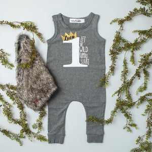 "Wild Rumpus" Slim Fit First Birthday Romper 12 mo-VIP