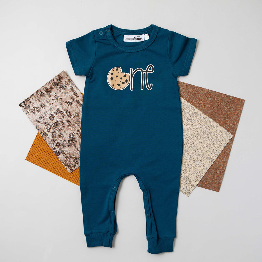 "One" Slim Fit Cookie First Birthday Romper