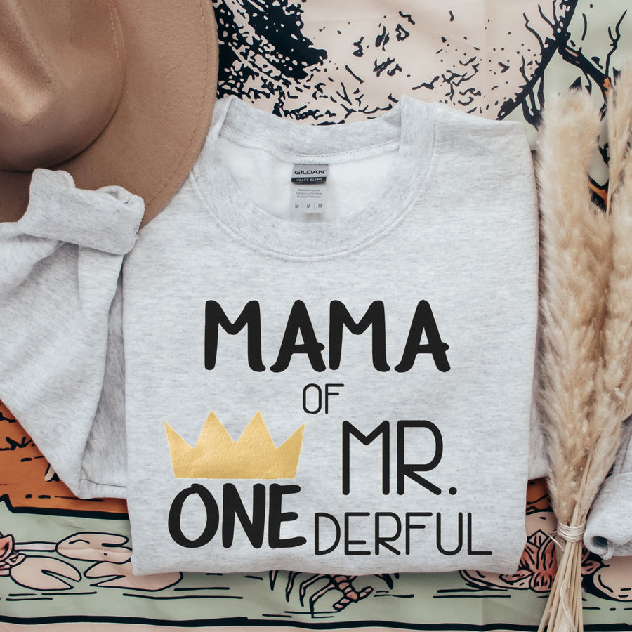 "Mom, Dad of Mr. Onederful" 1st Birthday Custom Parent Sweatshirt